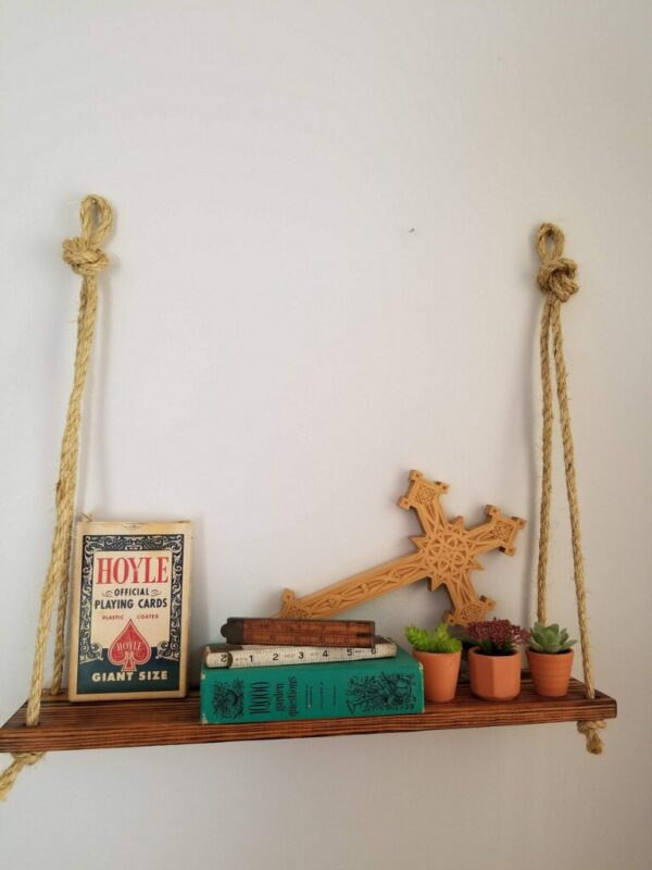 Hanging Rope Shelf in Walnut